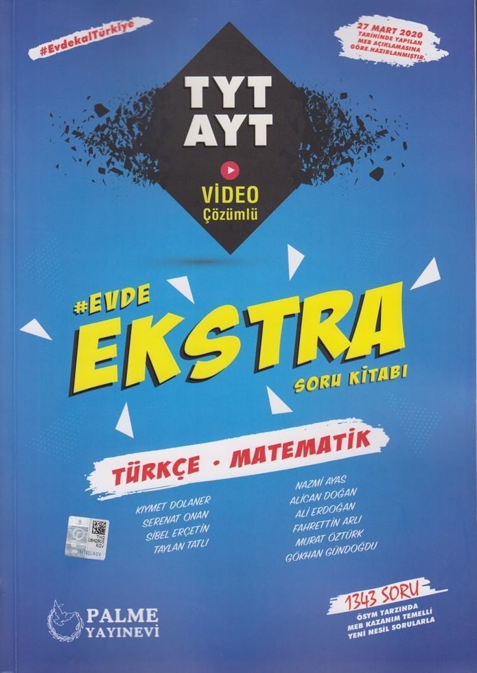 Palme Yayınları TYT AYT Türkçe Matematik Evde Ekstra Soru Kitabı