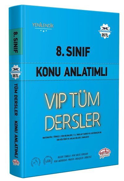 Editör Yayınları 8. Sınıf VIP Tüm Dersler Konu Anlatımlı Mavi Kitap