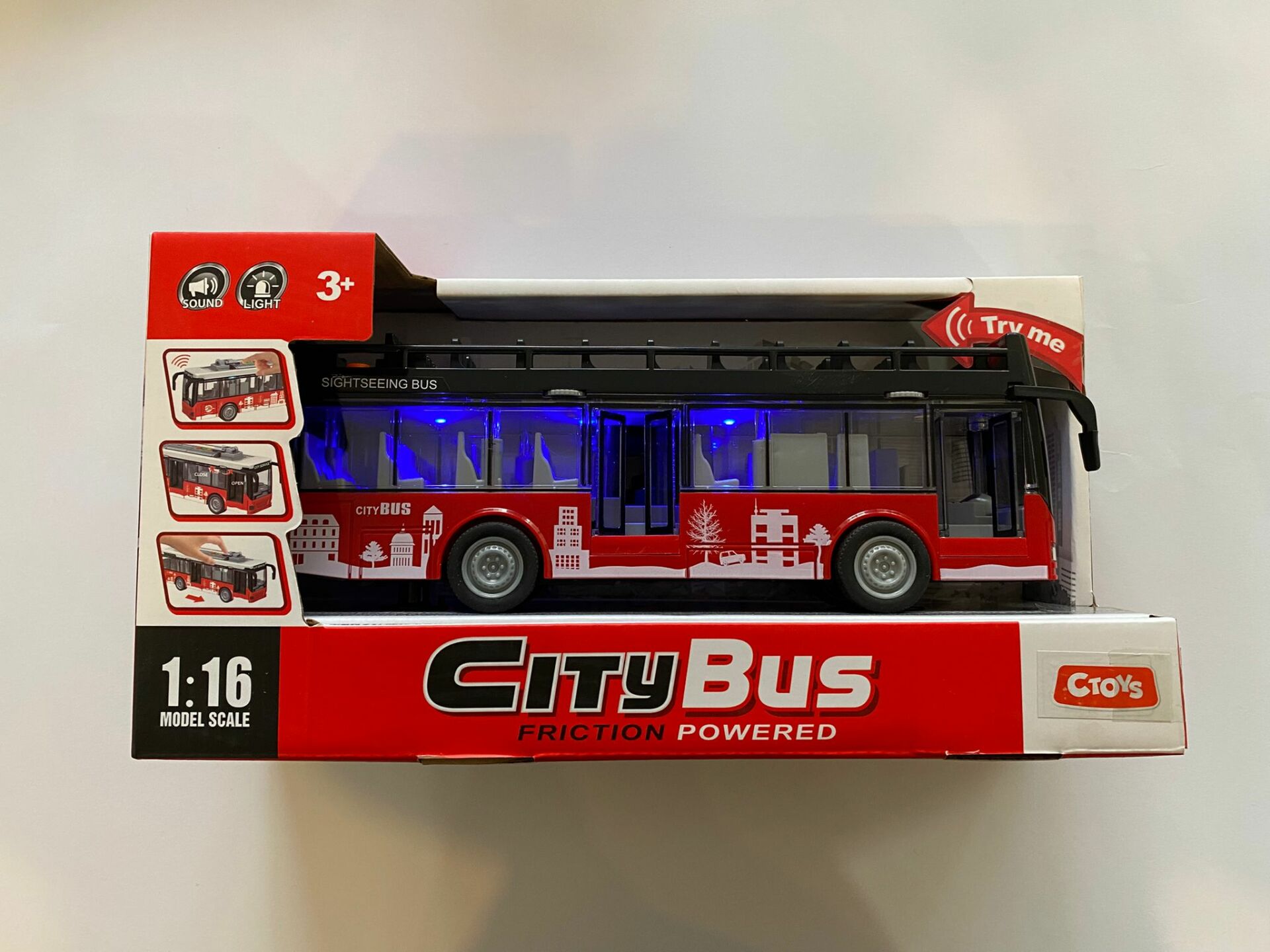 Ctoys Cıty Bus 1:16 Işıklı Sesli Şehir Otobüsü Kırmızı