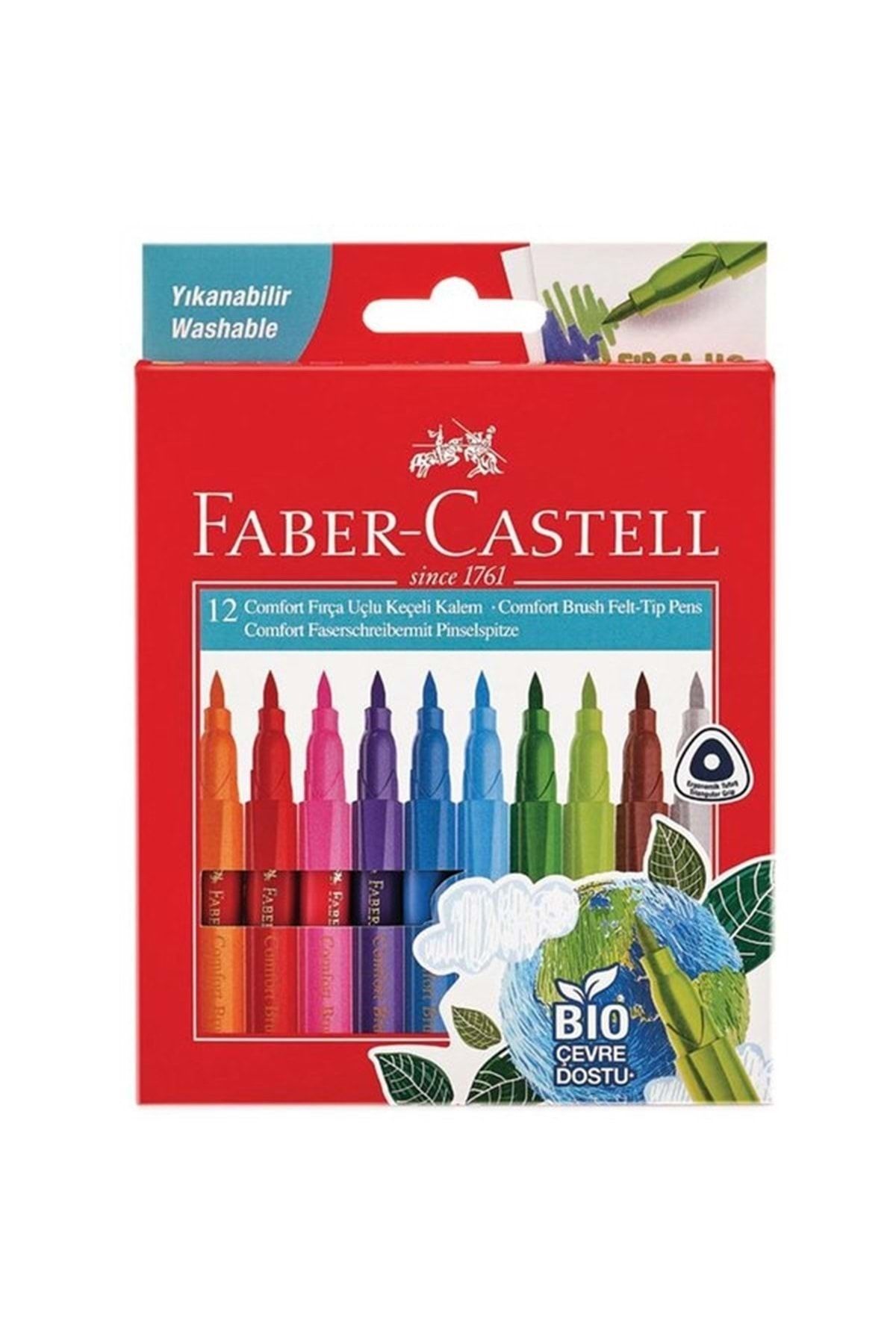 Faber Castell Comfort Keçeli Kalem, Bıo Plastik Gövdeli, 12li