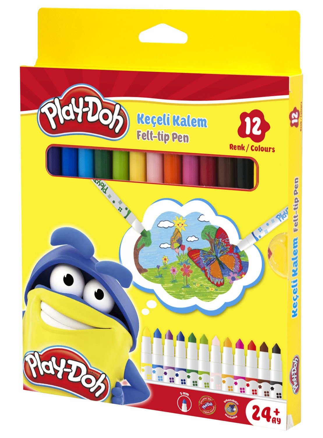 Play-Doh Keçeli Kalem 5 mm.12 Renk KE007