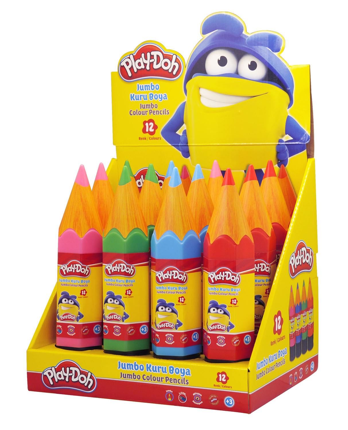 Play-Doh 12 Renk Jumbo Kuruboya Plastik Tüp Ku020