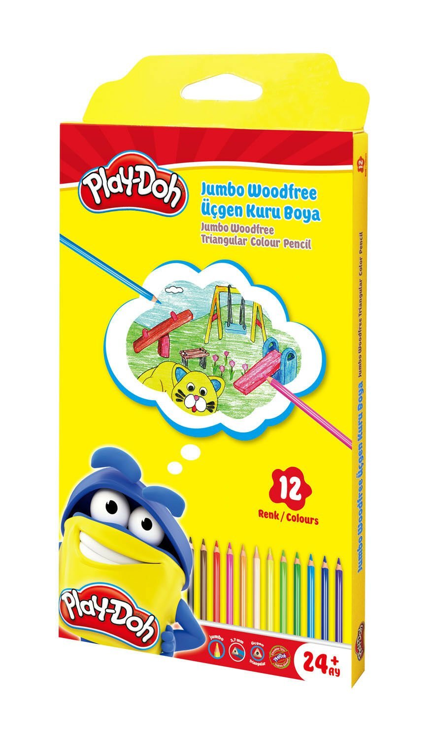 Play-Doh Woodfree Jumbo Üçgen Kuruboya 12 Li KU028