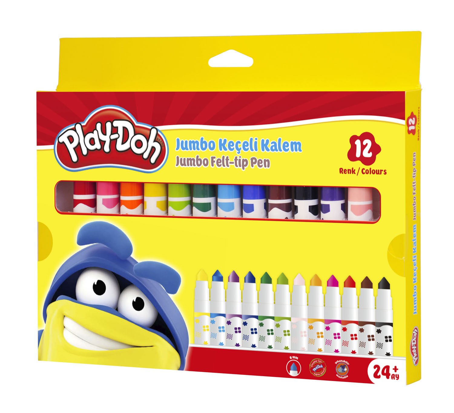 Play-Doh 12 Renk Jumbo Keçeli Kalem KE020