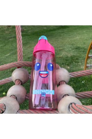 Indigo Tritan Desenli Pipetli Matara 500 Cc Pembe