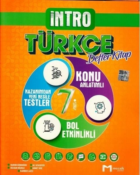 Mozaik Yayınları 7. Sınıf Türkçe İntro Defter Kitap