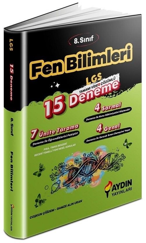 Aydın Yayınları 8. Sınıf LGS Fen Bilimleri 15 Deneme