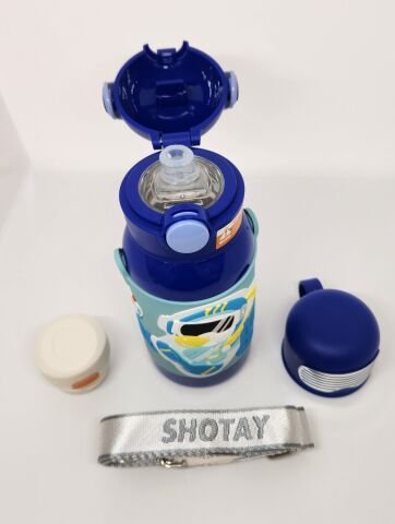 Shotay ST-8812 Space 600ML Çift Başlık (Kapak) Termos Matara Mavi