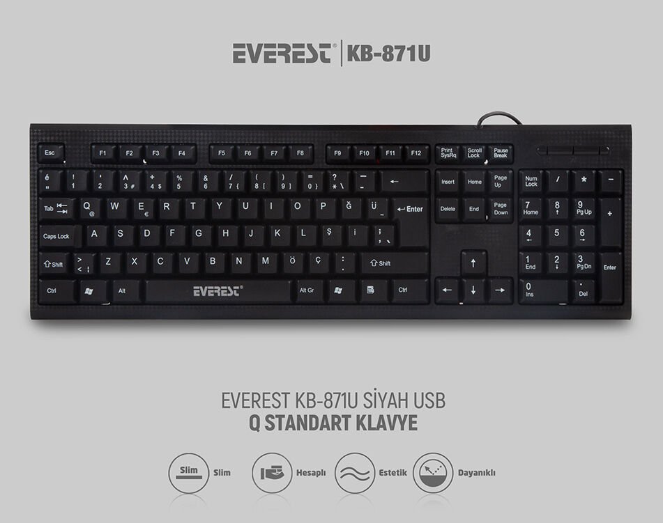 Everest KB-871U Siyah USB Q Standart Klavye