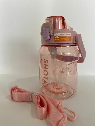 Shotay ST-7313 Pipetli Askılı Tritan Matara 1000 ml Pembe
