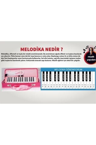 Melodika 32 Tuşlu Çantalı Pembe Renk Bez Çantalı Taşıma Kulplu