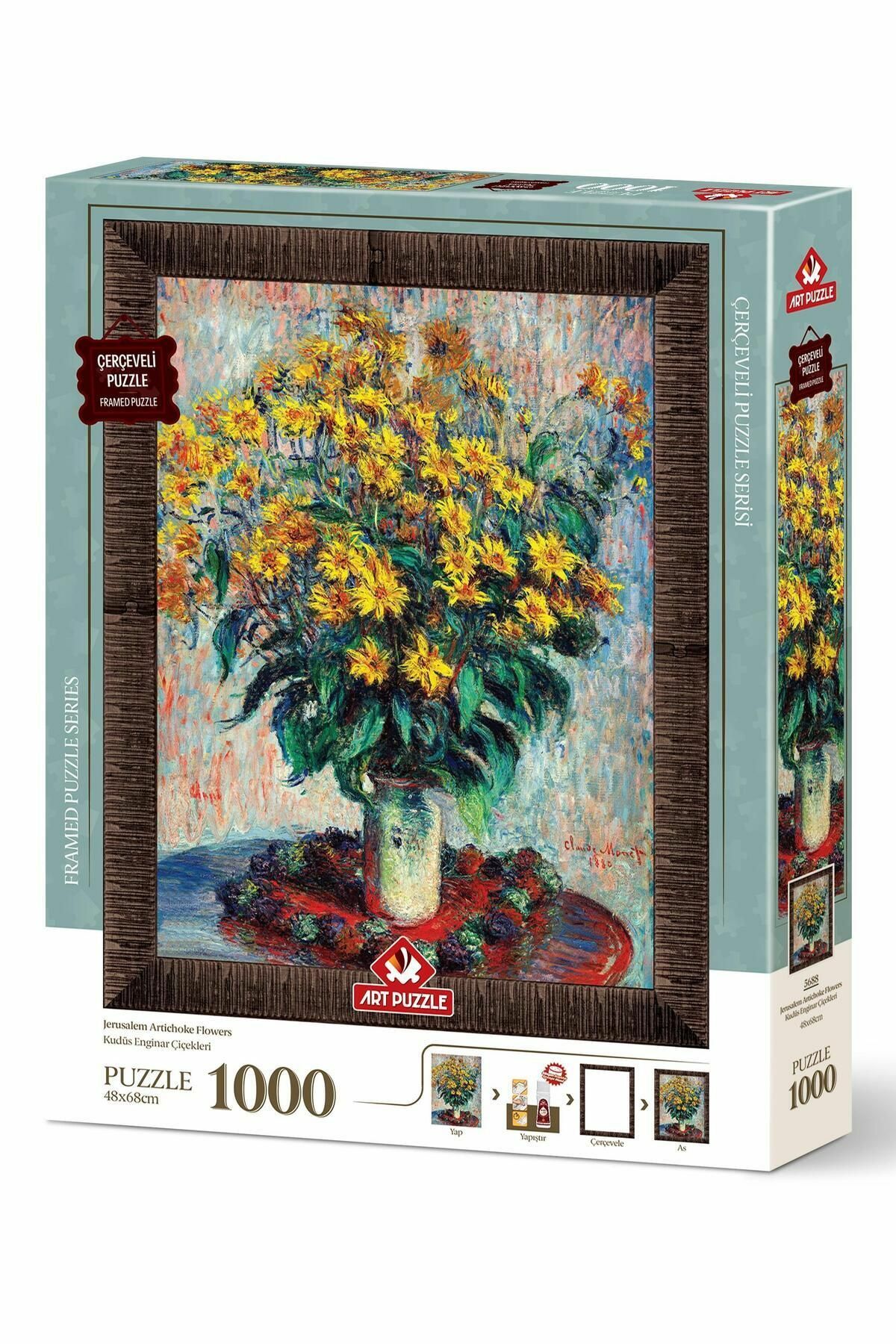 Art Puzzle Kudüs Enginar Çiçekleri, Claude Monet 1000  Parça Çerçeveli Puzzle 5688