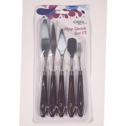 Ceoart 5'li Boyalı Ahşap Sap Metal Spatula Seti SN0004