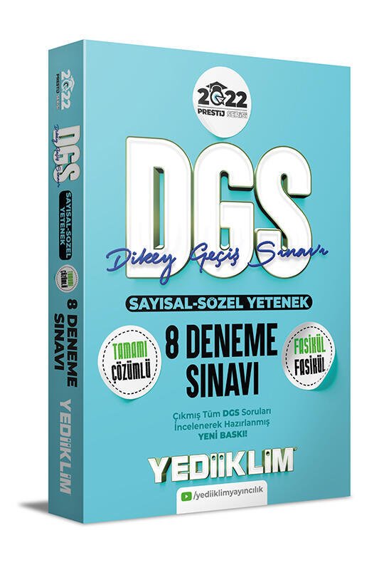 Yediiklim Yayınları 2022 Prestij Serisi DGS Tamamı Çözümlü 8 Fasikül Deneme