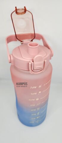 Taros Quokka 2000ml Pembe Mavi Çift Başlıklı Stickerlı Matara