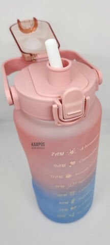 Taros Quokka 2000ml Pembe Mavi Çift Başlıklı Stickerlı Matara