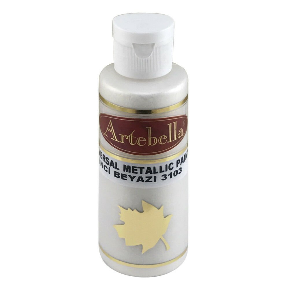 Artebella Metalik Akrilik Boya İNCİ BEYAZI 130CC