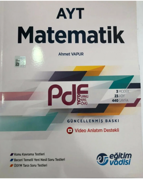 Eğitim Vadisi Yayınları AYT Pdf Matematik Video Anlatım Destekli