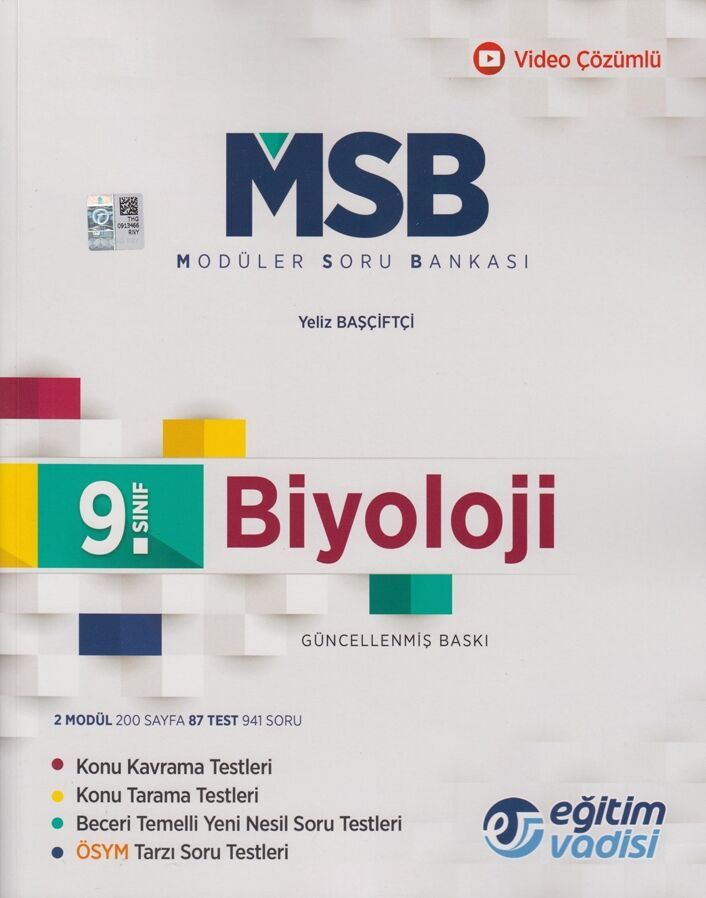 Eğitim Vadisi Yayınları 9. Sınıf Biyoloji Güncel MSB Modüler Soru Bankası