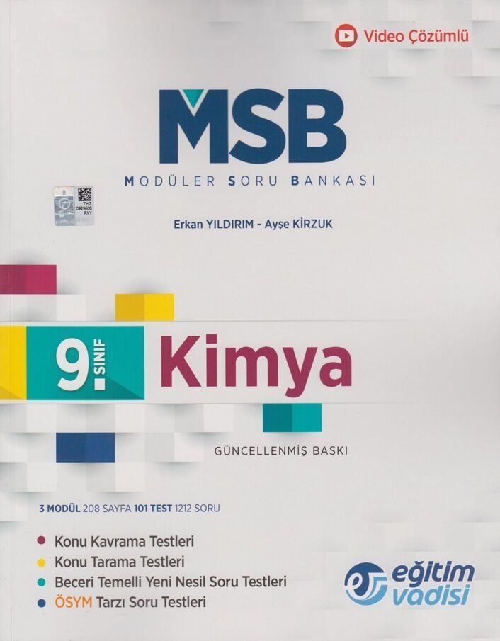 Eğitim Vadisi Yayınları 9. Sınıf Kimya Güncel MSB Modüler Soru Bankası