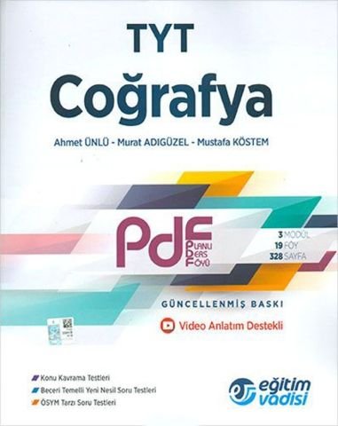 Eğitim Vadisi Yayınları TYT Coğrafya Güncel PDF Planlı Ders Föyü