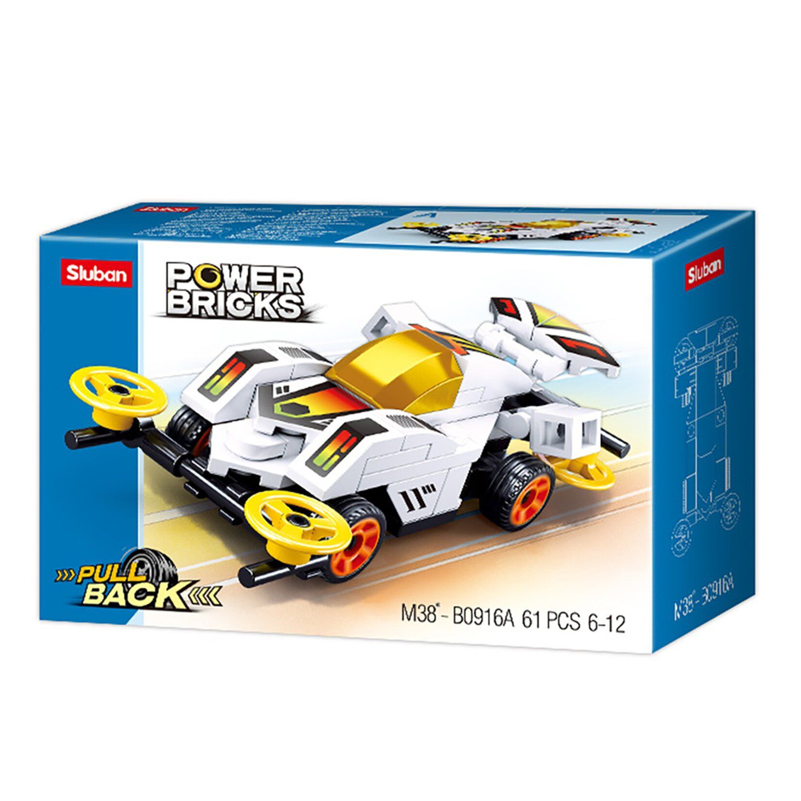 Lego 61 Parça Sluban Power Bricks Beyaz Spor Araba