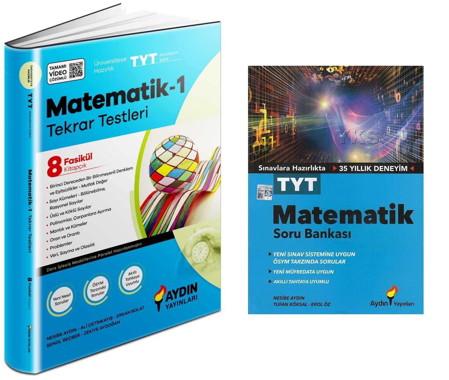 Aydın Yayınları TYT Matematik Soru Bankası + TYT Matematik Tekrar Testleri (8 Fasikül) Seti