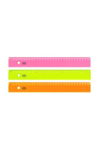 Hatas Geniş Plastik Cetvel (Neon-Şeffaf) 30cm